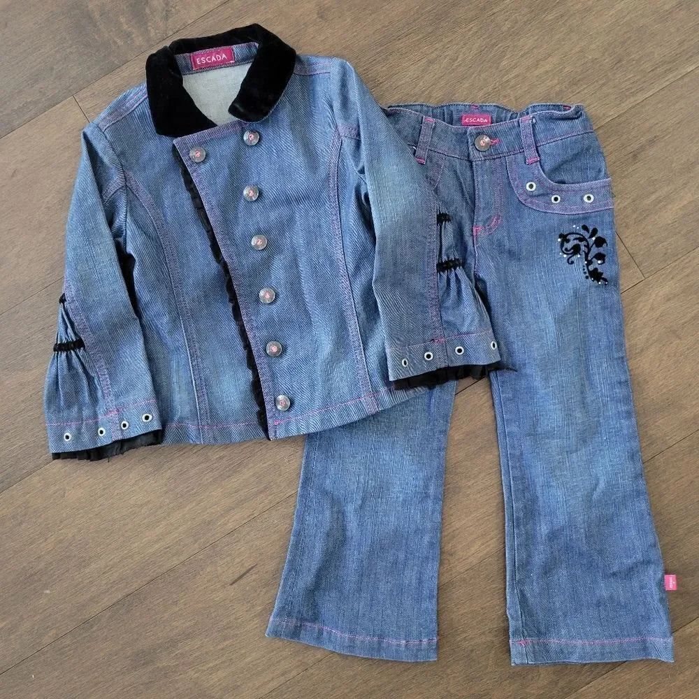 Escada Vintagr girls denim pants Jacket set 4T